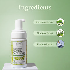 Cucumber & Aloe Vera Foaming Natural Face Wash for Dry & Oily Skin (all types skin) - Fabonaturals