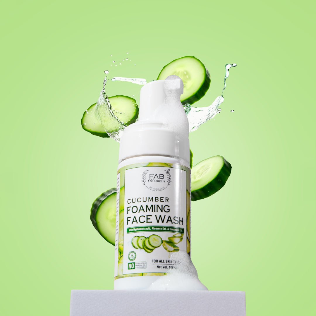 Cucumber & Aloe Vera Foaming Natural Face Wash for Dry & Oily Skin (all types skin) - Fabonaturals