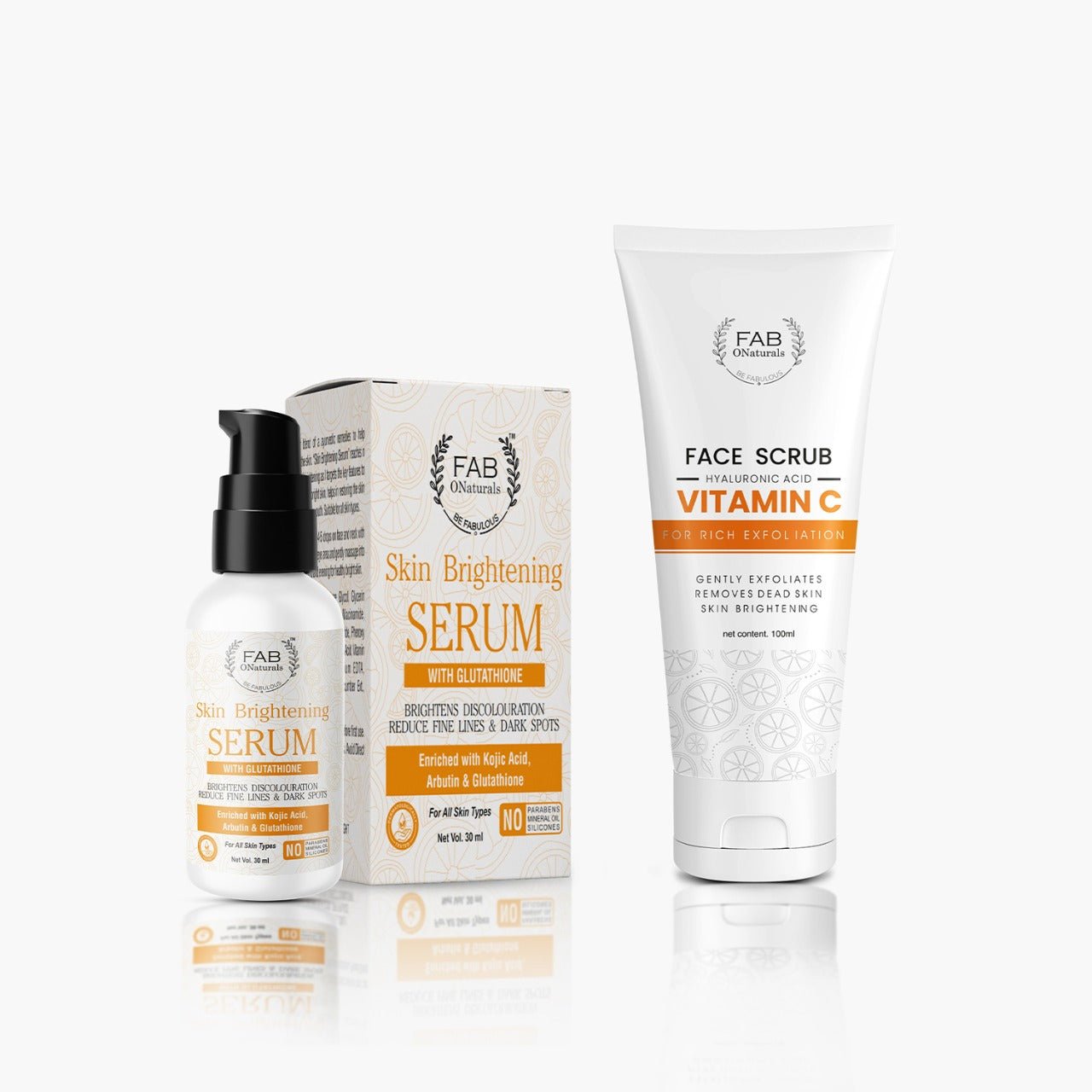 Skin Brightening Serum and Vitamin C Face Scrub - Fabonaturals