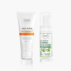 Vitamin C Face Scrub and Cucumber Aloe Vera Foaming Face Wash - Fabonaturals